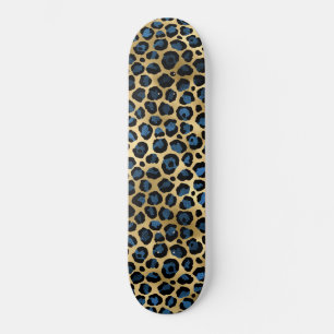 Skateboard Blue and Gold Leopard Series Design 4