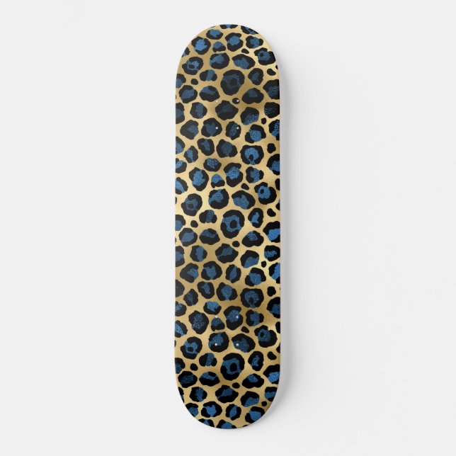 Skateboard Blue and Gold Leopard Series Design 4 (Recto)