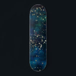 Skateboard Blue and Gold Under the Stars Night Sky<br><div class="desc">Blue and Gold Foil Under the Stars Night Sky Celestial Galaxy Arrière - plan.</div>