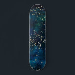Skateboard Blue and Gold Under the Stars Night Sky<br><div class="desc">Blue and Gold Foil Under the Stars Night Sky Celestial Galaxy Arrière - plan.</div>