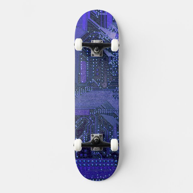 Skateboard Blue Cyber Circuit Board Tech Art Electronique (Recto)