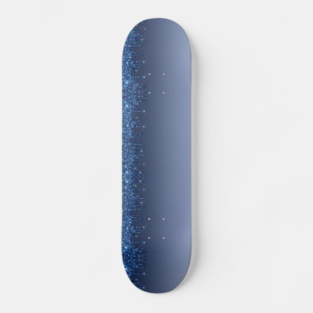 Skateboard Blue Dripping Glitter (Recto)
