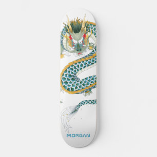 Skateboard Blue Gold Dragon personnalisé