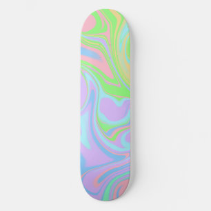 Skateboard Blue Green Purple Pink Swirl Abstract Design