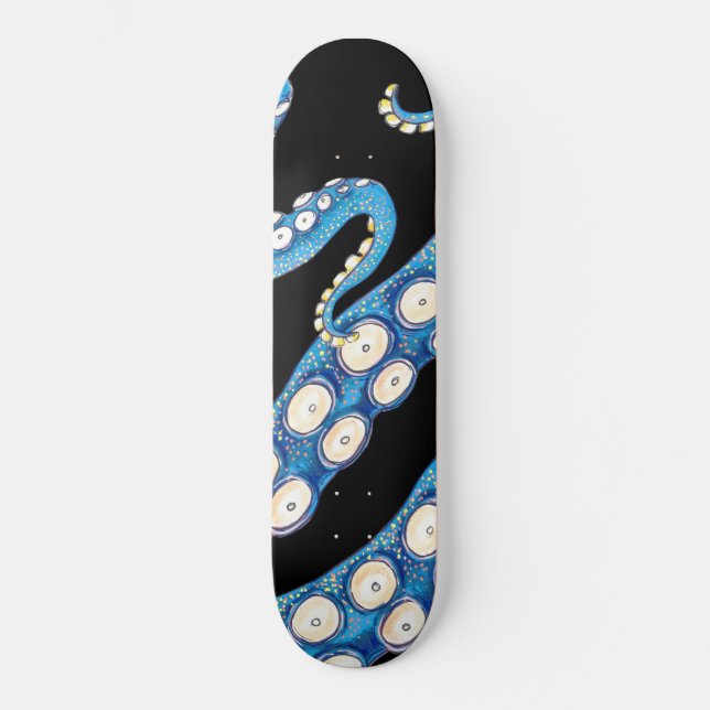 Skateboard Blue Kraken Octopus Tentacles Art (Recto)