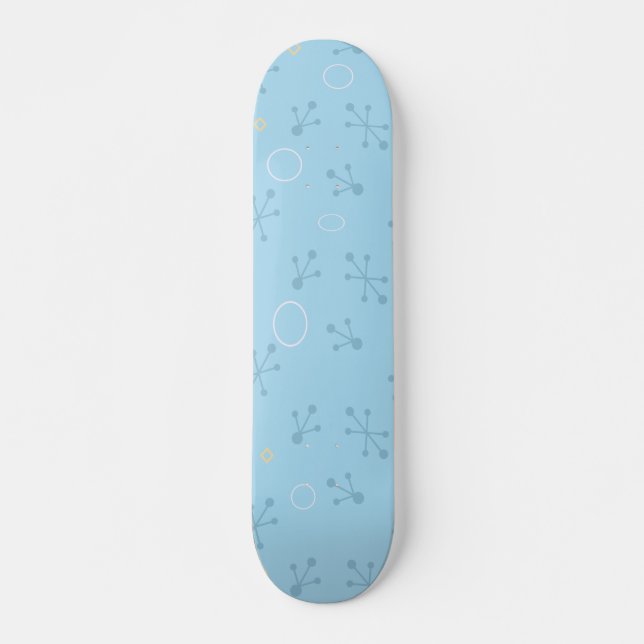 Skateboard Blue Retro 50's Swingers Star Wallpaper Pattern (Devant)