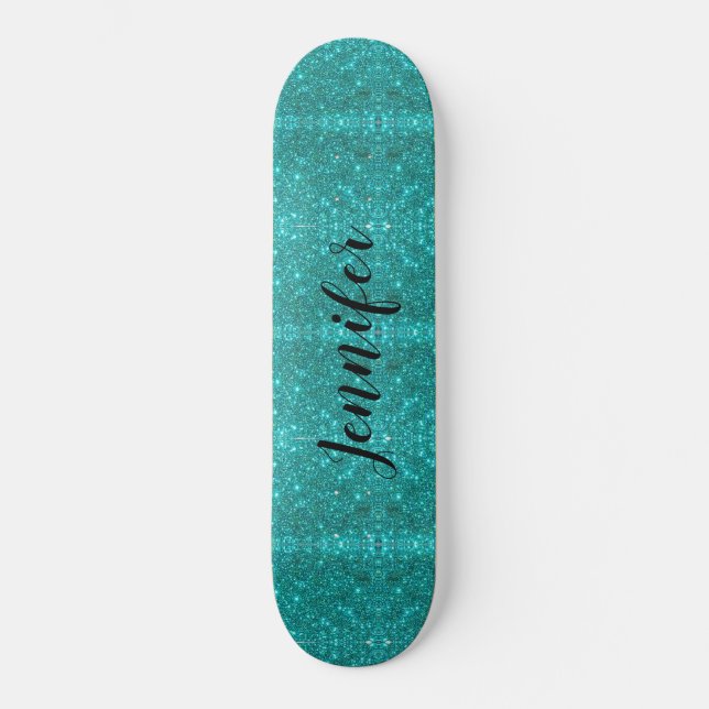 Skateboard Blue Sparkle Filles personnalisées (Recto)