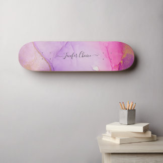 Skateboard Blush Pink Parties scintillant Nom personnalisé Sk