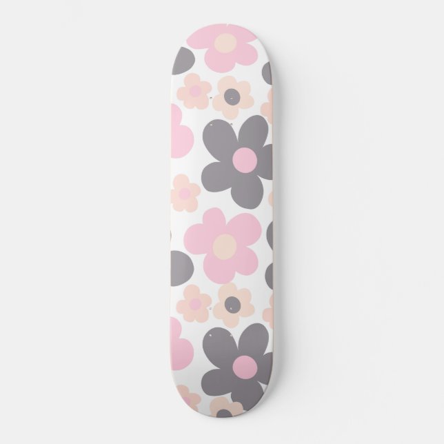 Skateboard Blush Rose Grey Daisers Retro Dream #1 #retro #art (Recto)