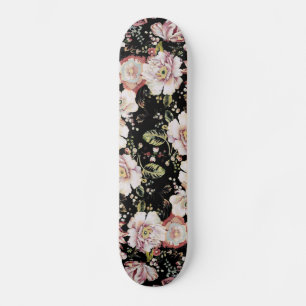 Skateboard bohème france chic noir floral