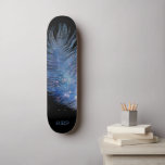 Skateboard *~* Boho Cosmologique de minuit Sky Pastel Feather<br><div class="desc">* Énergétiquement Amélioré Magique Mystique Costique Céleste Bohème Tzigane Rustique étonnamment belle sombre Midnight Marine Bleu Aquarelle ciel arrière - plan et scintillant céleste conception de plume cosmique. La plume magique est très légère et le whisky. * Customisez / Personnalisez avec vos INITIALES / MONOGRAM ou NOM. Utilisez le concepteur...</div>