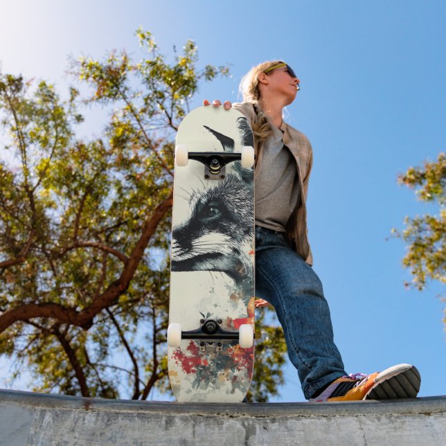 Skateboard Boho Floral Fox Faune Nature (Extérieur 1)