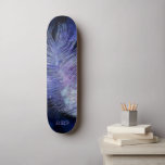 Skateboard *~* Boho Midnight Sky Cosmic Pastel Feather<br><div class="desc">* Énergétiquement Amélioré Magique Mystique Costique Céleste Bohème Tzigane Rustique étonnamment belle sombre Midnight Marine Bleu Aquarelle ciel arrière - plan et scintillant céleste conception de plume cosmique. La plume magique est très légère et le whisky. * Customisez / Personnalisez avec vos INITIALES / MONOGRAM ou NOM. Utilisez le concepteur...</div>