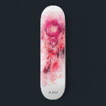 Skateboard *~* Boho. Shamanic Tribal Sacré. Dream Catcher<br><div class="desc">* Western BOHO American Watercolor Abstrait Dream Catcher Journey with nice Feathers as a Shamanic symbole for a Native American Spiritual Healer or BOHEMIAM design. * * *** Les couleurs sont principalement des couleurs vives ROSE ROUGE ROUGE MAGENTA sur BLANC. Ce design ésotérique populaire boho créatif abstrait attrapeur de rêve...</div>