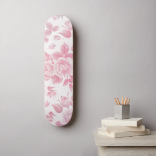 Skateboard Boho vintage pays chic rose blanc roses florales