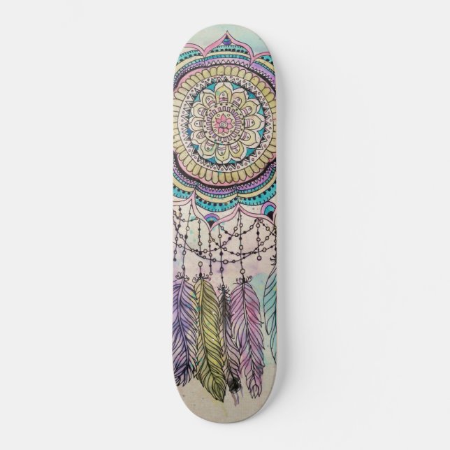 Skateboard Boho Watercolor Mandala Dreamcatcher (Recto)