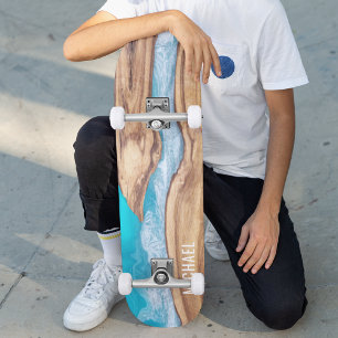 Skateboard Bois Et Eau Nature Nom Personnalisé Personnalisé