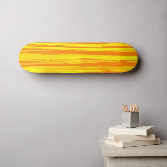 Skateboard Bois Texture Imprimer Motif Jaune Orange (Art mural (Horz))
