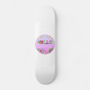 Skateboard Bonjour Printemps, Fleurs, cercle