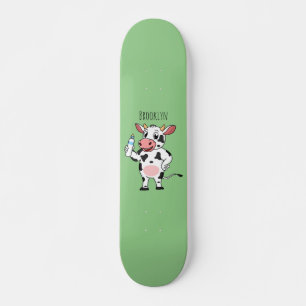 Skateboard Bonne vache avec dessin animé de biberon