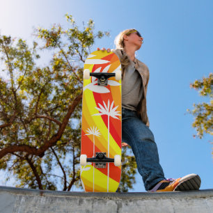 Skateboard Botanique jaune et orange