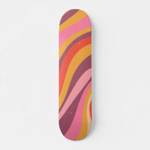 Skateboard Boucles ondulées Motif Abstrait rétro coloré