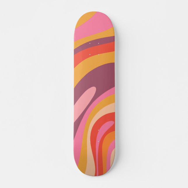 Skateboard Boucles Wavy Super rétro Abstrait Motif (Devant)