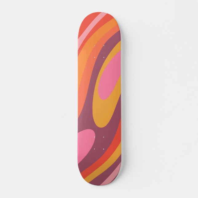 Skateboard Boucles Wavy Super rétro Abstrait Motif (Devant)