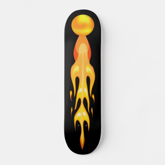 Skateboard Boule chaude flamboyante en rouge orange et jaune  (Recto)