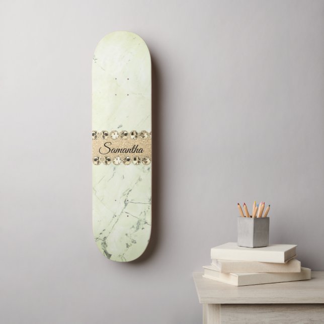 Skateboard Boule de diamant en marbre vert (Art mural)