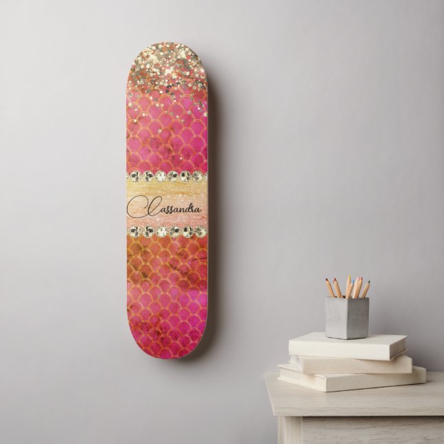 Skateboard Boule de diamant rose chaud (Art mural)