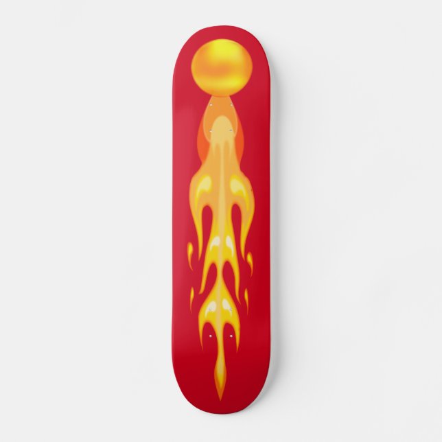 Skateboard Boule de dragon chaud flamboyant en rouge et jaune (Recto)
