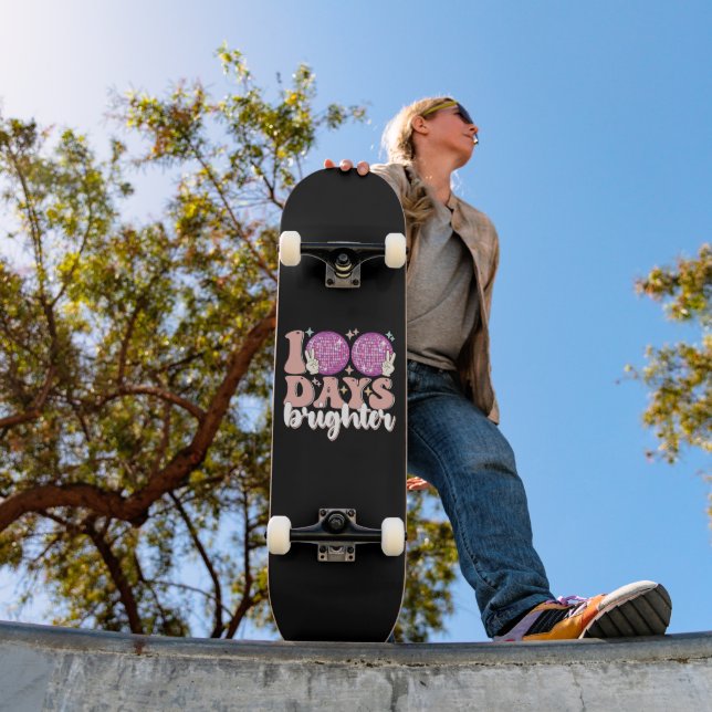 Skateboard Boule disco 100 jours plus brillante 100e jour d'é (Extérieur 1)