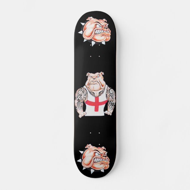 Skateboard Bouledogue anglais avec les tatouages tribaux (Recto)