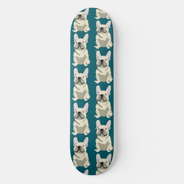 Skateboard Bouledogue Français Crème (Recto)