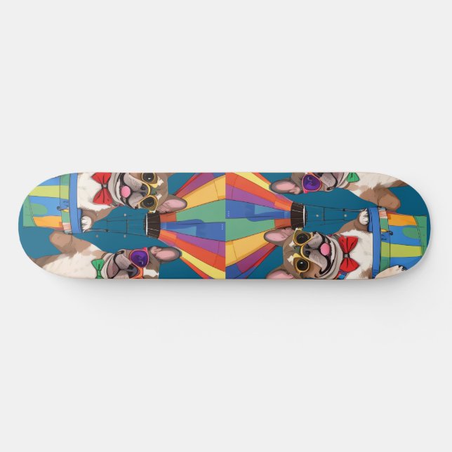 Skateboard Bouledogues français Bonne année (Horz)