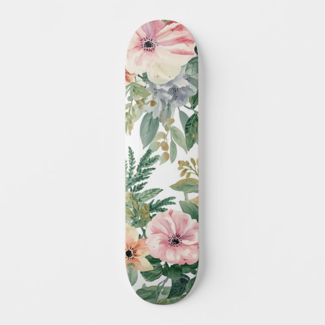 Skateboard Bouquet botanique aquarelle feuilles d'eucalyptus (Recto)