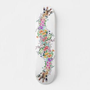 Skateboard Bouquet de fleurs colorées Giraffe - Dessin Floral
