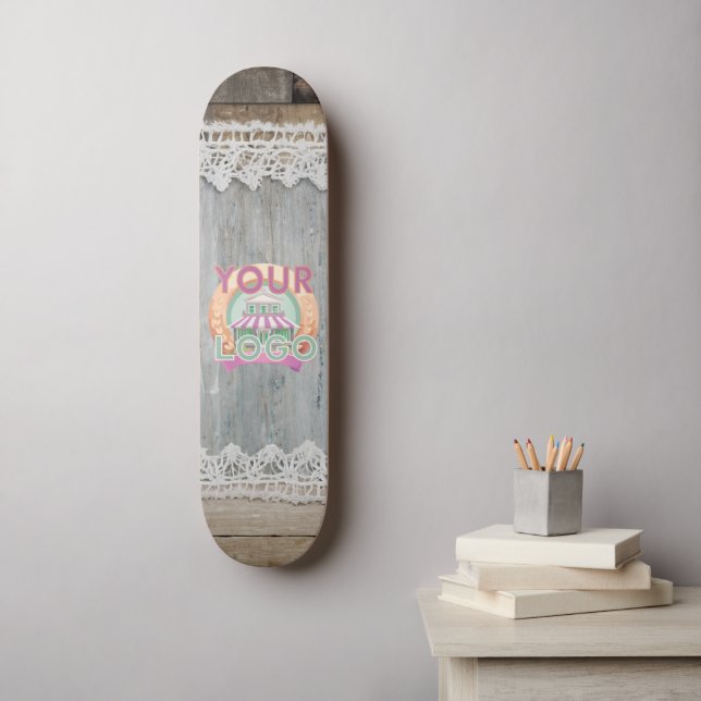 Skateboard Boutique de dentelle rustique et bois Boho Marché  (Art mural)