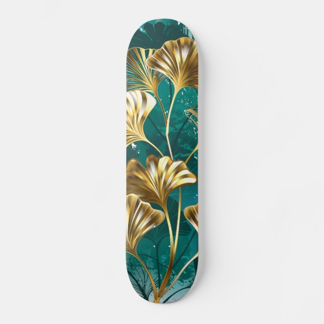 Skateboard Branche avec feuilles dorées Ginko Biloba (Recto)