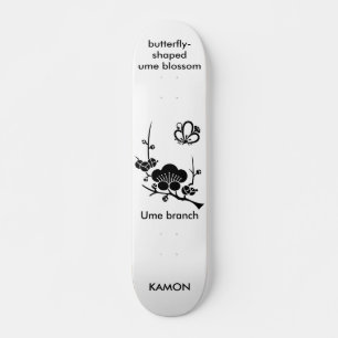 Skateboard branche de ume & fleur d'ume en forme de papillon