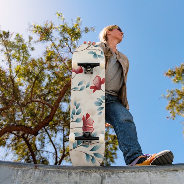 Skateboard Branche florale botanique élégante (Extérieur 1)