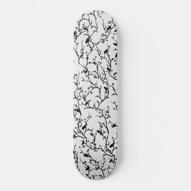 Skateboard Branches Oiseaux et Sakura Peinture japonaise (Recto)