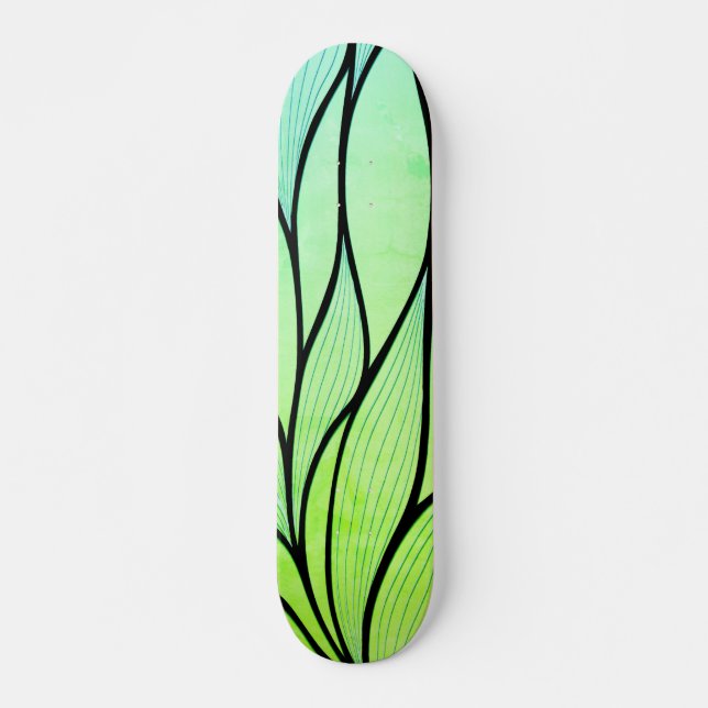 Skateboard Bright Green Hues Creative Leave Motif (Devant)