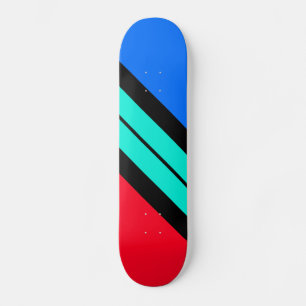 Skateboard Bright Red Blue Black Aqua Diagonal Racing Stripe