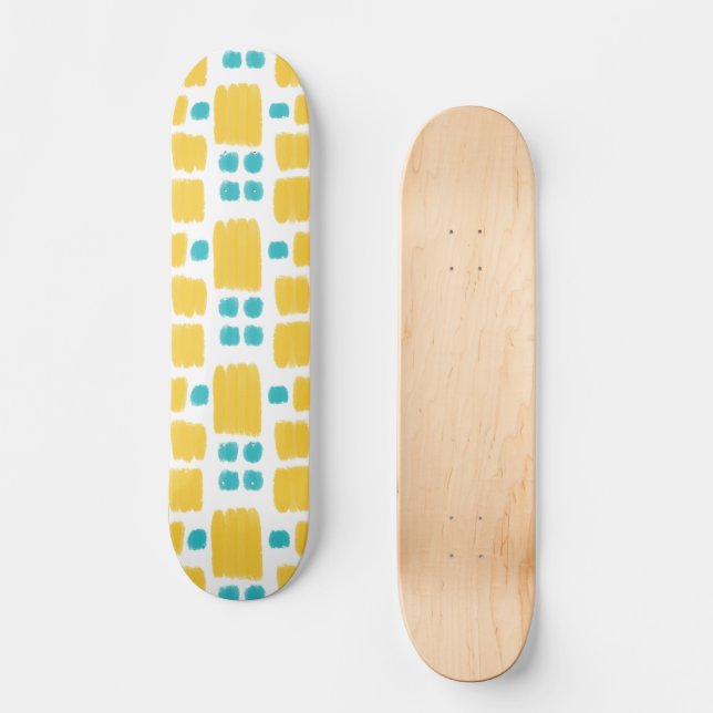 Skateboard Bright Turquoise et Jaune formes peintes (Recto)