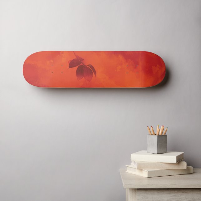 Skateboard Brûlé Orange Persimmon Feuilles Abtract Automne (Art mural (Horz))