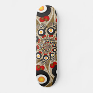 Skateboard Brunch Fractal Art Drôle Nourriture, Tomates, Oeuf