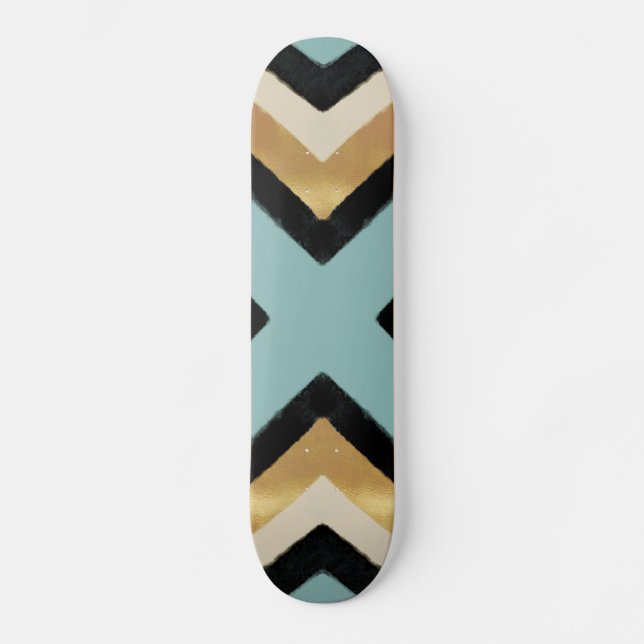 Skateboard Brush de pinceau d'or noir Triangles (Recto)