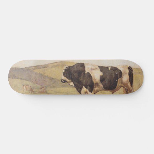Skateboard Bull dans un paysage rural (par Ferdinand Hodler) (Horz)